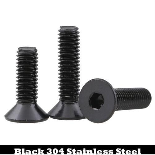 M5 M5*20 M5x20 M5*25 M5x25 M5*30 M5x30 Black 304 Stainless Steel DIN7991 Bolt Hex Hexagon Socket Flat CSK Countersunk Head Screw