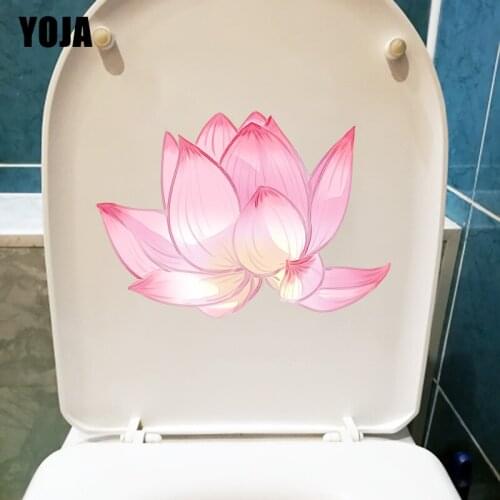 YOJA 23.2X16.5CM Hand Drawn Summer Lotus Classic WC Sticker Toilet Home Wall Decor Decal T1-1343
