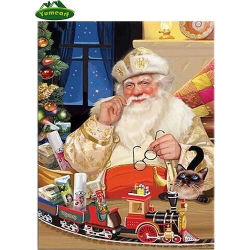YUMEART DIY Diamond Embroidery Set Santa Claus and Toys Needlework Rhinestones Wall Sticker Home Decor Cross Stitch Kits