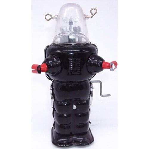 [Funny] Adult Collection Retro Wind up toy Metal Tin space alien rocker robot Mechanical Clockwork toy figures model kids gift