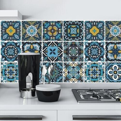 10/15/20/30cm Retro Hard Tiles Floor Wall Sticker Kitchen Toilet Diagonal Tile Decoration Wall Decal Shiny Surface PVC Art Mural