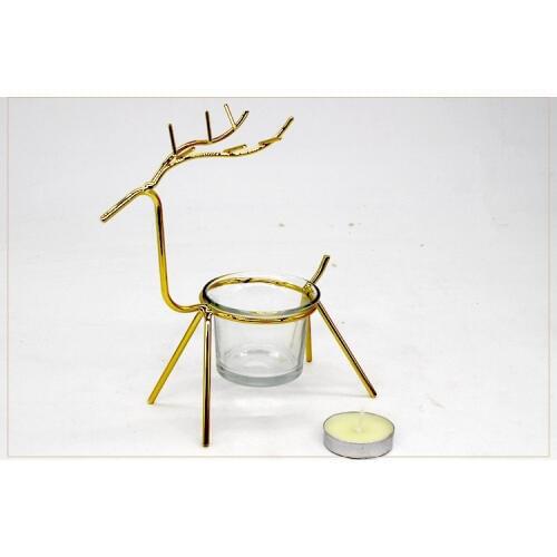 1PC Iron Deer Table Candlestick Room Decoration Supplies Christmas Candle Elk Holder Simply Elegant Elk MK020