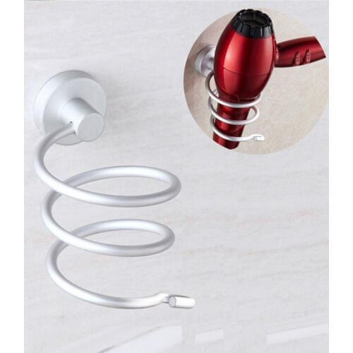 2019 Aluminum Hair Blow Dryer Holder Spiral Practical Wall Mount Hang Shelf Bathroom Accessories Set Convenient Households Rack