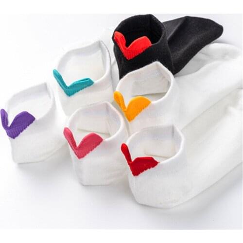 2021 spring Women Socks Harajuku Female Cotton Ankle Socks White Heart Socks Cute Girls Students Comfortable Casual Short Socks