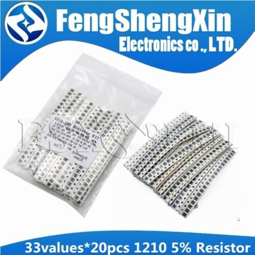 33valuesX20pcs=660pcs 1210 SMD Resistor Kit Assorted Kit 1ohm-1M ohm 5% DIY Kit
