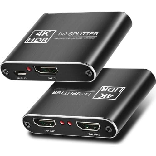 4K HDMI-compatible Splitter Full HD 1080p HDMI-compatible Switch 1X2 Splitter 1 in 2 Out Amplifier Dual Display For HDTV DVD