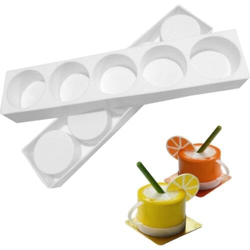 5 Cavity Round Silicone Mousse Cake Mold Pastry Baking Round Jelly Pudding Soap Form Ice Cake Decor Tool Bread Biscuit Mould
