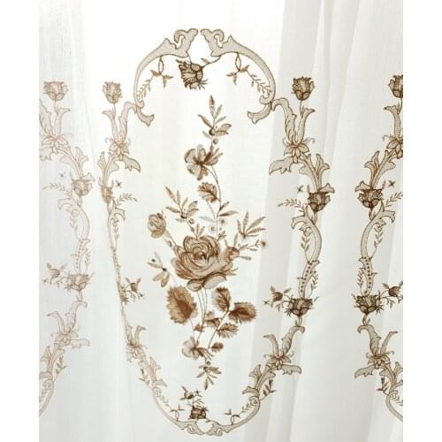 American Luxury Flower Embroidered Tulle Curtain For Living Room Bedroom Sheer Curtains Window for Kitchen Voile Custom #4