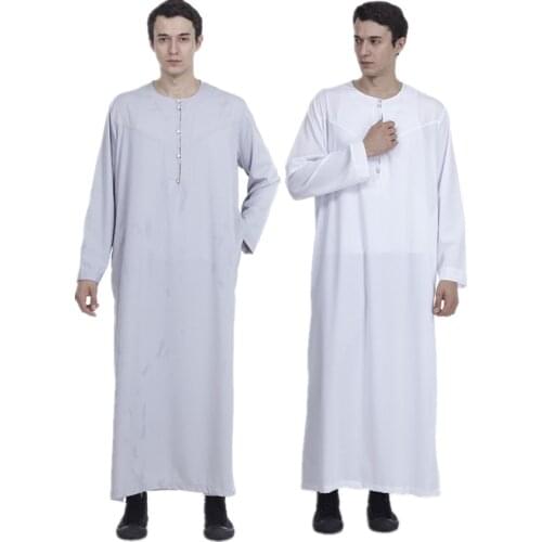 Arabic Abaya Islamic Clothing Men Muslim Dress Kaftan Robe Saudi Arabia Solid Gown Caftan Thobe Pakistan Male Clothing Djellaba