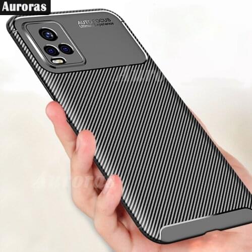 Auroras For vivo V21 Case Soft Silicone Cover Shockproof Carbon Fiber Cover For VIVO V21E Phone Case
