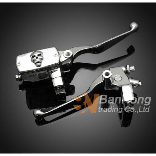 Free shipping 25MM Chrome Skull Clutch Lever&brake pump Master Cylinder For HONDA Magna 250 750 Steed 400 600 Shadow 400 750