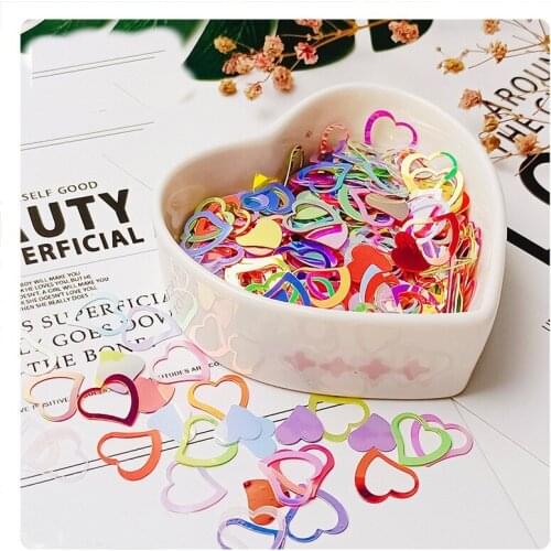 20g 14mm Hollow Out Double Heart Embellishments Sequins For Crafts Handcraft Slime Fill Glitter Paillette,wedding Decor Confetti