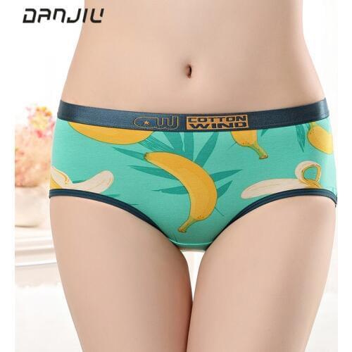 DANJIU Original Design Woman Seamless Sexy Panties Low Waist Cotton Briefs Female Fruit Banana Soft Breathable Thin Underwear