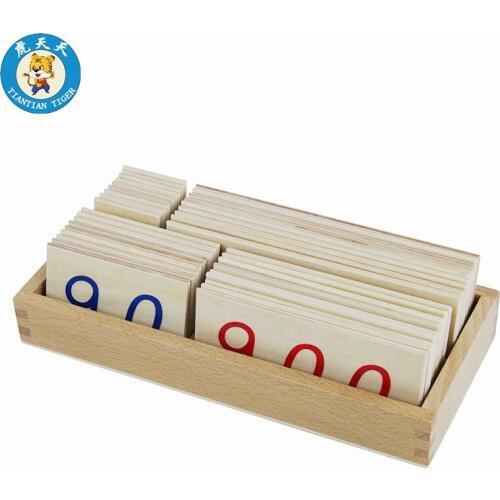 Baby Montessori Educational Wooden Toys Mathematics Preschool Learning Training Small Wooden Number Cards With Box (1-9000)