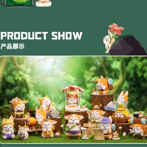 Original POPMART Corgi Island Adventure Series Blind Box Toy Figurine Determined Style Cute Anime Character Birthday Gift