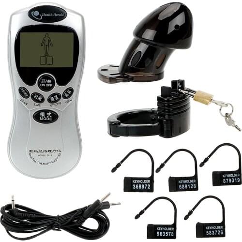 IKOKY Male Chastity Device Medical Themed Toys Electric Shock with Electric Host Penis Cock Cage Cock Ring Sex Toys for Men