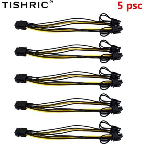 TISHRIC PCIE GPU Female 6Pin1 To 2 Male 8pin 6+2 Pin Power Supply Cable Graphics Video Card Mining Machine Power Cord