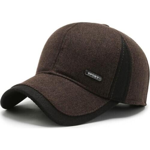 Snapback Cap Mens Winter Warm Hat Baseball Caps Thick Thermal Cold-proof Earmuff Hats Adjustable Size Casual Sports Cap For Men