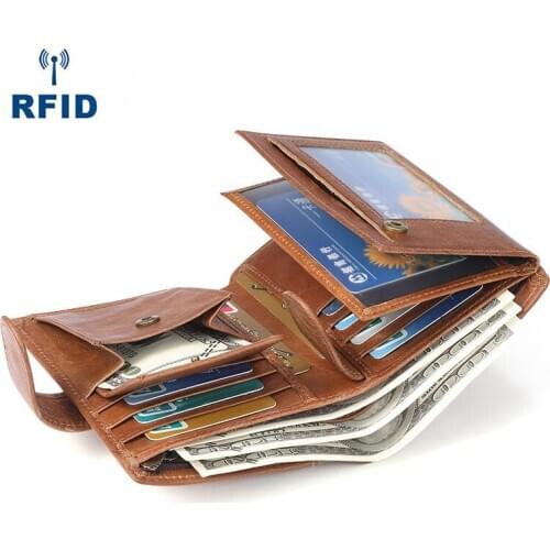Short Men Wallets New Card Purse Zipper Coin Pocket Vintage Big Capacity Male Money Purses Card Holder Rfid wallet