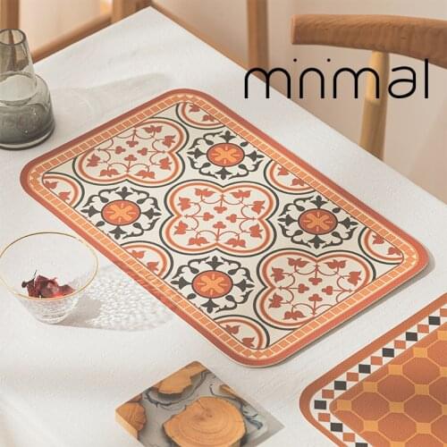 Leather placemats, heat-insulating, waterproof and oil-proof home western food placemats, decorative plate mats