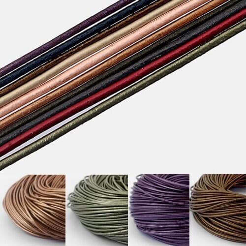5meters 2mm Round Genuine Leather Cord For Diy Bracelet Necklace Jewelry Making Accessories Findings