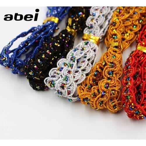 20Meters 8MM Dance Costume Accessories National Folk Performance Clothes Decoration Sequins Red Blue Green Curved Lace S Shaped