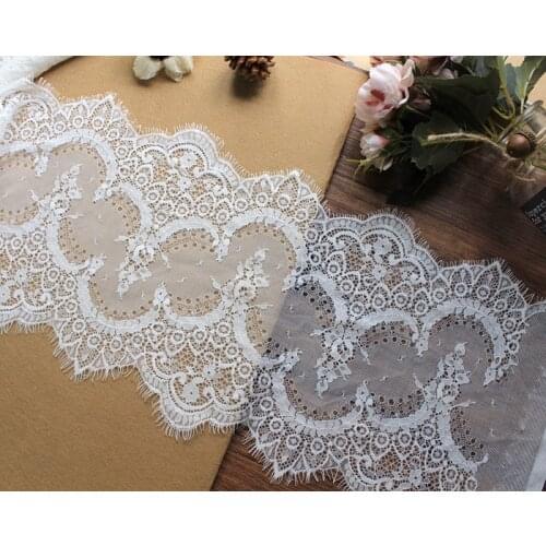 3M/lot Width 25cm Eyelash Lace Trim White Black Clothing Accessory Dress Sewing Applique Costume Lace Fabric