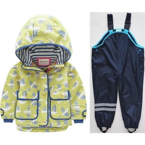 Girls' Jackets European and American Childrens Wear Childrens Baby Loose Casual Hooded Windbreaker Jacket Set