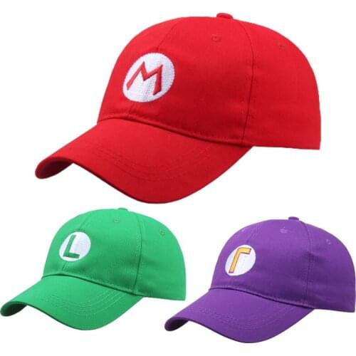 Super Mario Cartoon Anime Cute Hat Cosplay Baseball Cap Costume Birthday Gift Adult Size Outdoor Hat Letter Cap