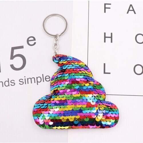 Cute Poop Keychain Glitter Poop Sequins Key Chain Gifts for Women Car Bag Pendant Accessories Jewelry Keychain for Girls
