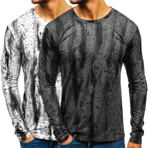 Eu Size New Mens Fashion Ink Print Long Sleeve T-shirt
