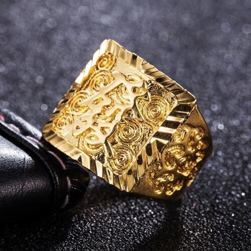 2019 New Trendy Men 24K Gold Ring Top real 24K Gold Multiple style Daily Male Jewelry Party Gift Size wedding jewelry rings