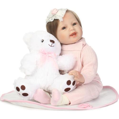 Smile Baby Girl Dolls Soft Silicone Reborn Babies with Fiber Hair Realistic Boneca Reborn Doll Girl Bebe Alive Doll Xmas Gifts