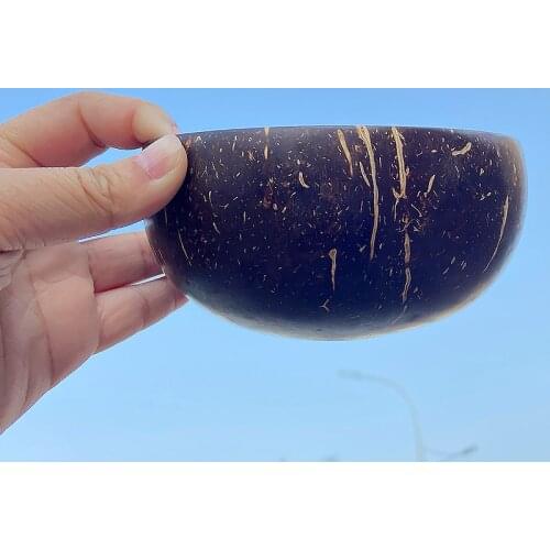 12-15cm Natural coconut bowl set handmade coconut shell tableware wood spoon dessert fruit salad mixing bowl rice Ramen bowl