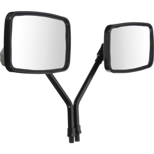 New Pair Black 10MM Thread Black Rectangle Rearview Side Mirrors For Motorcycle Scooter ATV