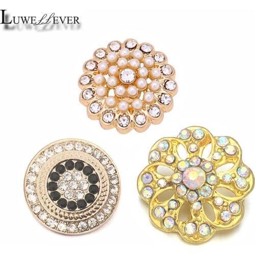 New Component w278 Crystal 3D 18mm Metal Snap Button For Bracelet Necklace Interchangeable Jewelry Women Accessorie Findings