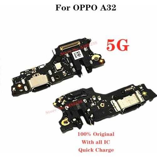 Original USB Charging Port Dock MIC Audio Flex Cable For OPPO A32 5G Charge Plug With Microphone Board Earphone/Headphone Jack