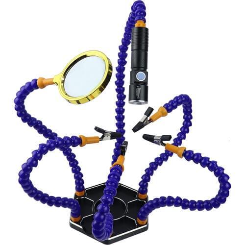 Multi Soldering Helping Hand Third Hand Tool Welding Repair Station USB Flashlight Magnifier PCB Soldering Welding Tools