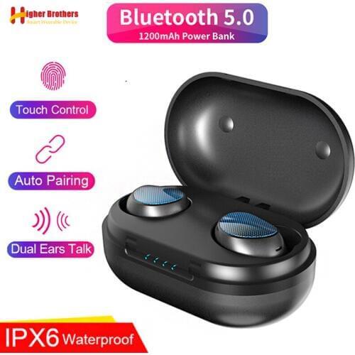 Portable Mini HIFI Touch Control Dual Bass Stereo Wireless Bluetooth Air 5 Box Sport Built-in Microphone Music Headset Earphone