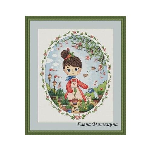 Girl Series-The Gardener Girl ( Counted Cross Stitch 11CT 14CT 18CT Cross Stitch Kits Embroidery Needlework Sets