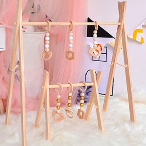 Nordic Simple Wooden Fitness Rack Children Room Decorations Baby Play Gym Activity Pendants Hanging Bar Newborn Gifts
