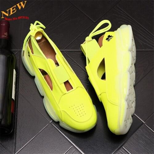 Korean Tide summer Leather Men shoes Casual Platform Shoes Web Celebrity Flats Zapatillas Hombre
