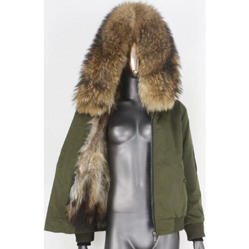 2021 New Waterproof Bomber Parka Real Fox Fur Coat Natural Raccoon Fur Collar Winter Jacket Women Outerwear Removable Warm