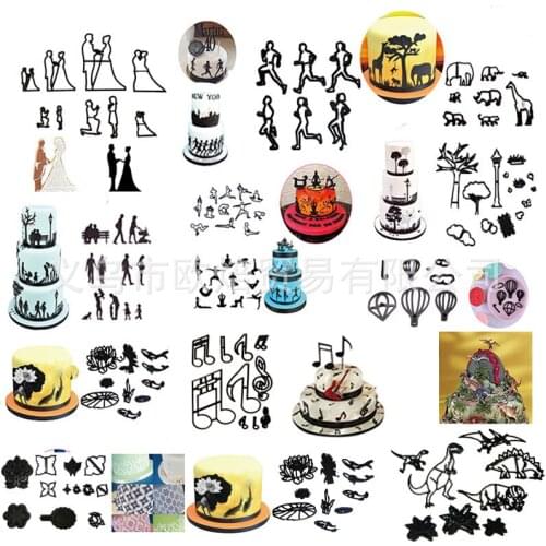 1 set Yoga Fashion Girl Animal Balloon Fondant Cake Embossing Mold Cutting Die Plastic Cookie Cutter Biscuit Pastry Baking Tool