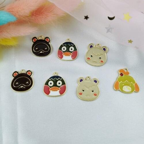 10 Pcs/lot Diy Alloy Accessories Cute Animal Bear Chicken Dog Bird Dripping Small Pendant Earring Necklace Pendant