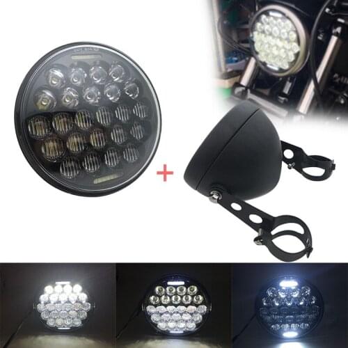 5-3/4"Inch LED Light Bulbs H/L Projection Headlight With 5.75 Inch Headlight Bucket shell For motorcycle Sportster XL 883