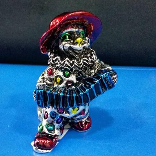 925 Sterling Silver Plated Tiny Clown with hat Playing Accordean