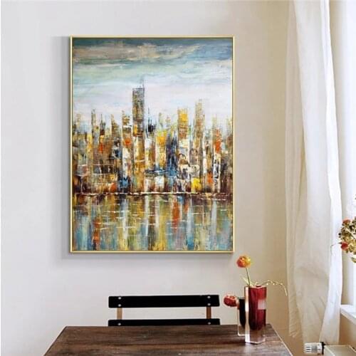 Abstract Colorful Building Canvas Wall Poster Spray Painting Print on Canvas Fashion Modern Wall Art for Home Decoration Wall