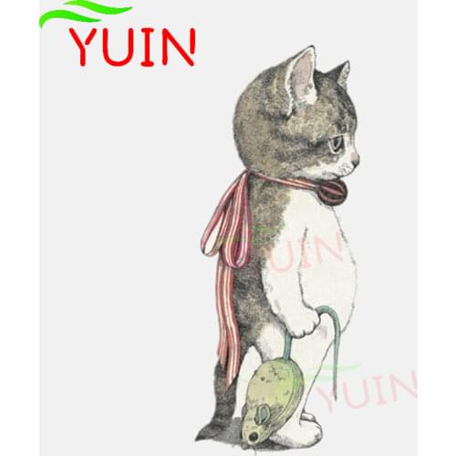 Cute Cat Catching Mouse Car Sticker High Quality Cartoons Anime Cars Accessories PVC Graphic Decorative Waterproof Decal 15*6cm