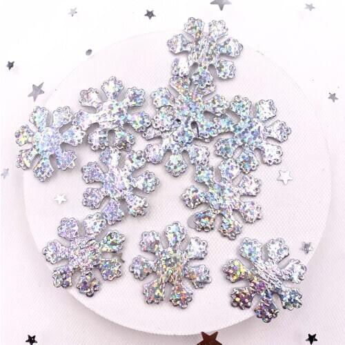 New 120PCS Glitter Silver Snowflake Cloth Appliques Wedding DIY Sewing Patch Accessories DIY Craft SE351